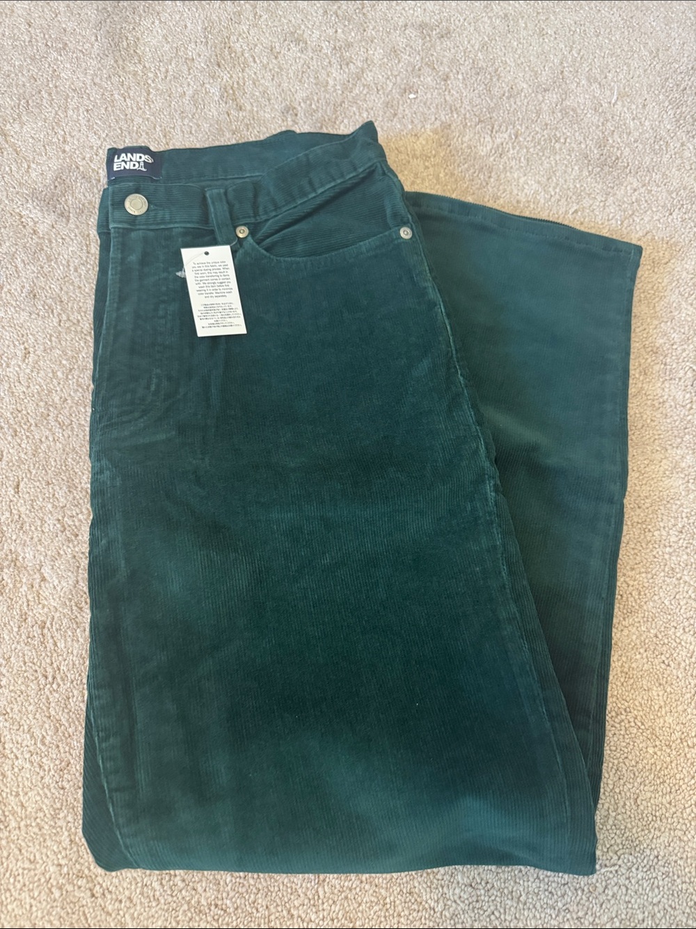 Lands' End Men's Forest Green Corduroy Straight Pants 32x29